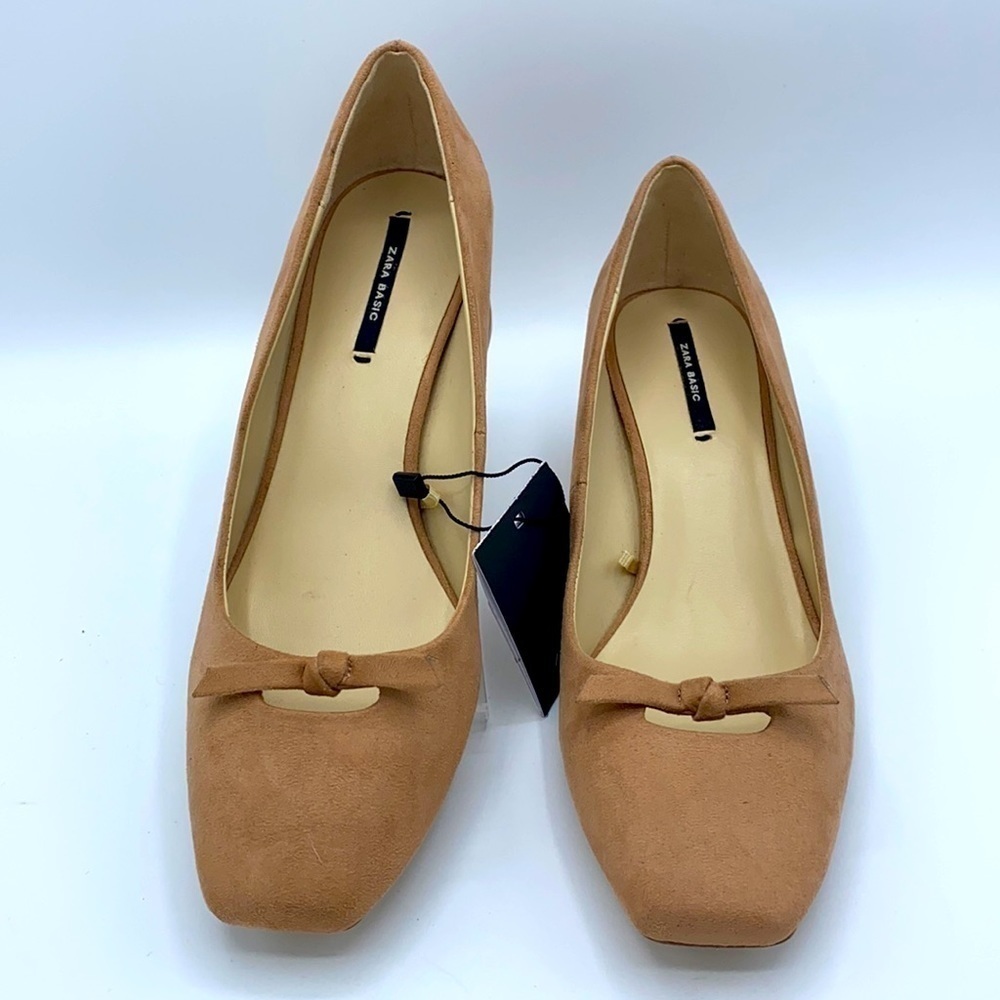 Zara Basic Block Heel w/Bow NWT - image 3